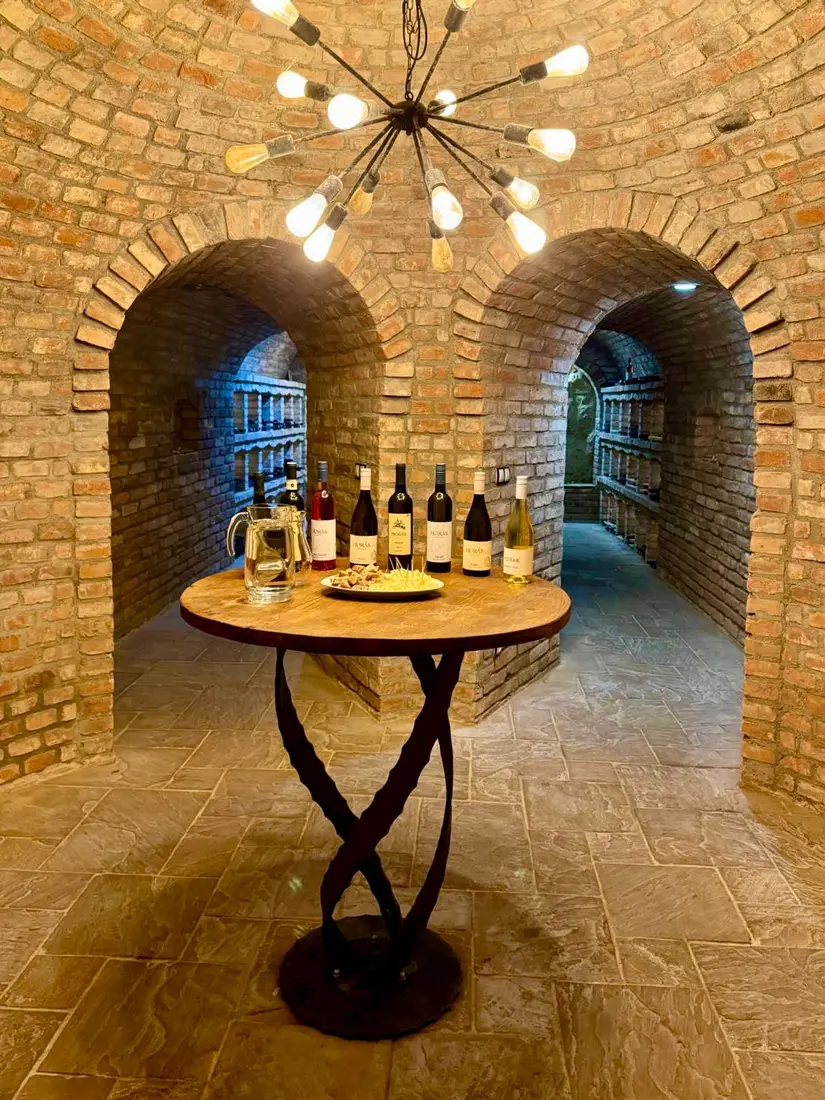 Wine cellar of the WinePucks guesthouse in Vrbice